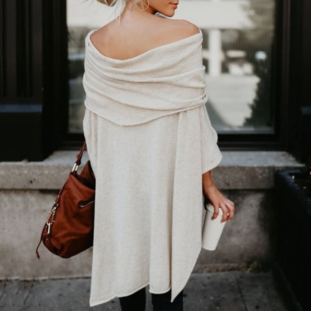 NEW Off Shoulder Sweater Loose Top T-Shirt Shirt - Picture 2 of 4